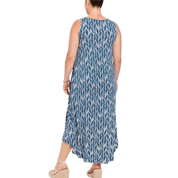 NWT! Torrid Maxi Super Soft Hi-Low Dress Blue Chevron Stripe Tank Sleeveless 12 - Picture 2 of 4